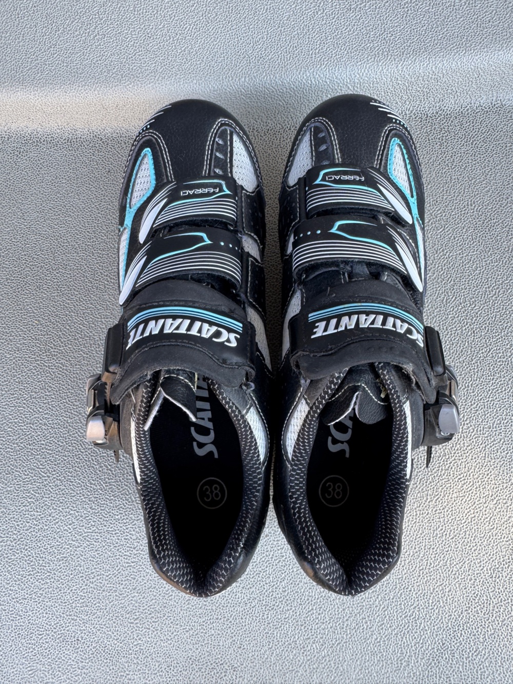 Scattante Ferraci Women’s Cycling Shoes Size 7 / 38 Black/White/Blue